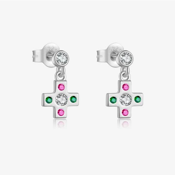 S925 Sterling Silver Women's Zircon Earrings With Irregular Geometric Design And Platinum 18K Gold Electroplating