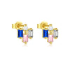 S925 Sterling Silver Women's Zircon Earrings With Irregular Geometric Design And Platinum 18K Gold Electroplating