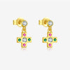 S925 Sterling Silver Women's Zircon Earrings With Irregular Geometric Design And Platinum 18K Gold Electroplating