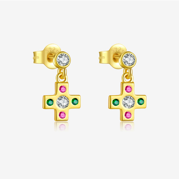 S925 Sterling Silver Women's Zircon Earrings With Irregular Geometric Design And Platinum 18K Gold Electroplating