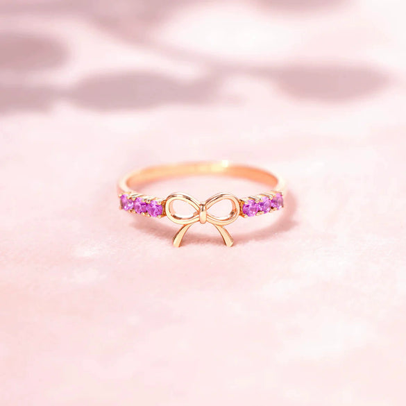 S925 Sterling Silver Zircon Bow Buckle Women's Geometric Electroplated Ring