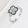 S925 Sterling Silver Zircon Clover Rotating Adjustable Open Ring For Women Electroplated Geometric Fashion Jewelry