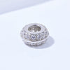 S925 Sterling Silver Zircon Inlaid Double Row Barrel Beads Separated By Wheel Beads Diy Handmade Jewelry Accessories With Round Pattern And Baroque Style