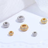 S925 Sterling Silver Zircon Inlaid Double Row Barrel Beads Separated By Wheel Beads Diy Handmade Jewelry Accessories With Round Pattern And Baroque Style