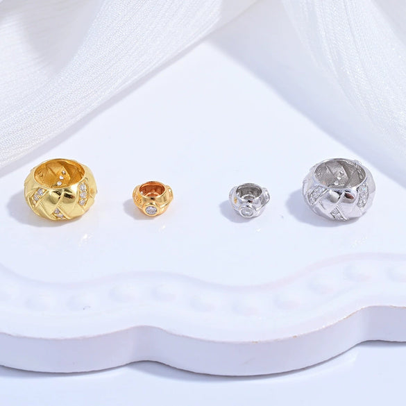 S925 Sterling Silver Zirconium Hollow Barrel Braided Ball Beads Handmade Diy Bracelet Necklace Accessories