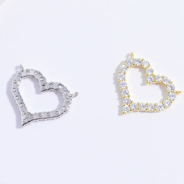 S925 Sterling Silver Zirconium Inlaid Double Hanging Heartshaped Pendant Fashion Necklace