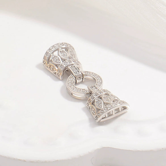 S925 Sterling Silver Zirconium Multirow Pearl Horseshoe Ushaped Handmade Diy Buckle