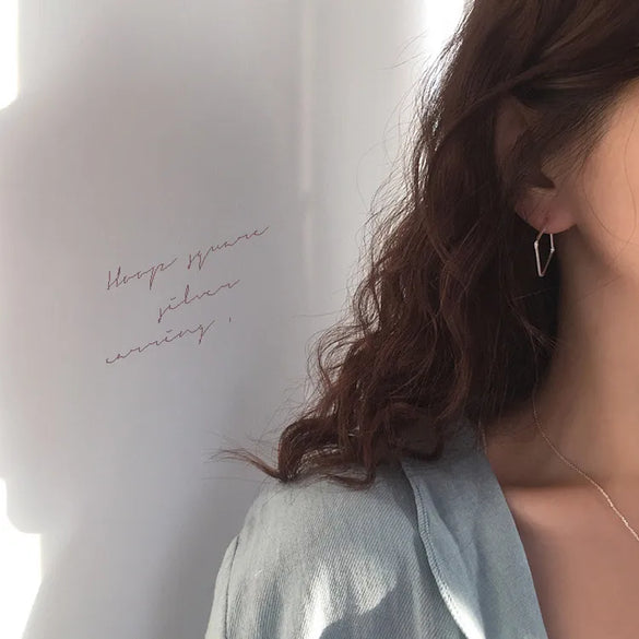 S925 Silver Earrings Korean Minimalist Geometric Square Personalized Square Earrings