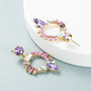 S925 Silver Needle European And American Fashion Colored Rhinestone Hollow Flower Alloy Earrings Accessories Wholesale