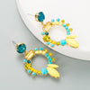 S925 Silver Needle European And American Fashion Colored Rhinestone Hollow Flower Alloy Earrings Accessories Wholesale