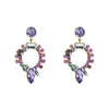 S925 Silver Needle European And American Fashion Colored Rhinestone Hollow Flower Alloy Earrings Accessories Wholesale