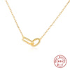 S925 Sterling  Double Buckle Single Row Diamond-Studded Necklace Bracelet Jewelry Suit   All-Matching Graceful Accessories