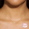 S925 Sterling  Double Buckle Single Row Diamond-Studded Necklace Bracelet Jewelry Suit   All-Matching Graceful Accessories