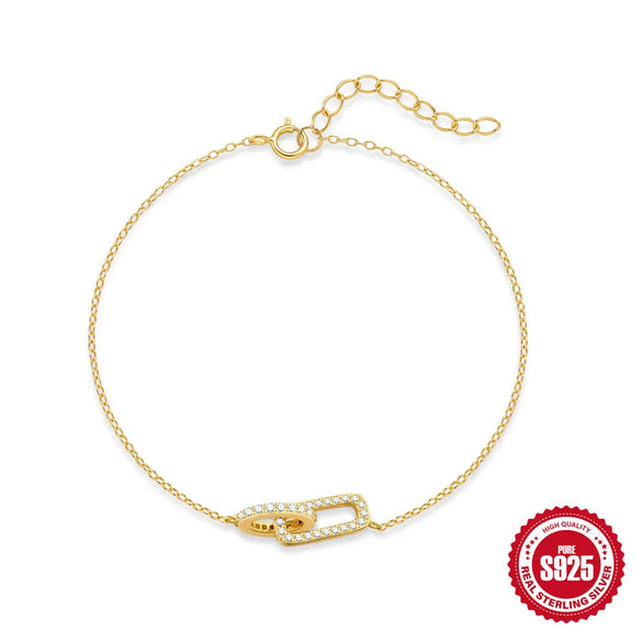 S925 Sterling  Double Buckle Single Row Diamond-Studded Necklace Bracelet Jewelry Suit   All-Matching Graceful Accessories