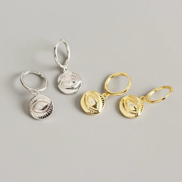 Yhe0223 European And American Trendy Earrings S925 Sterling Silver Devil's Eye Totem Earclip Earrings Personality Silver Earrings Female