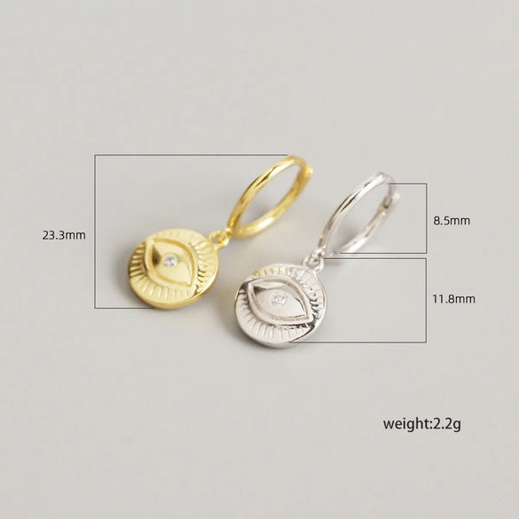 Yhe0223 European And American Trendy Earrings S925 Sterling Silver Devil's Eye Totem Earclip Earrings Personality Silver Earrings Female