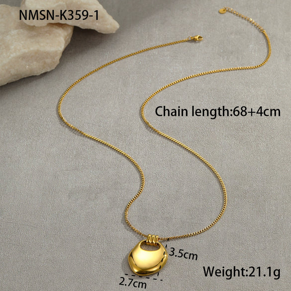 Saddle Bag Necklace Stainless Steel Geometric Style Electroplated For Women