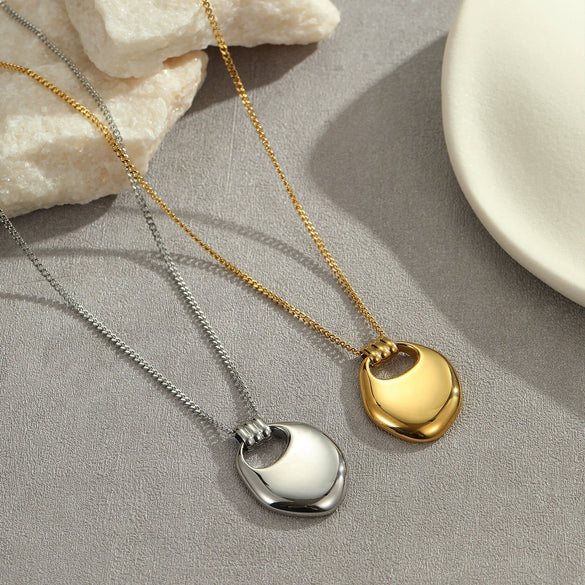 Saddle Bag Necklace Stainless Steel Geometric Style Electroplated For Women