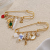 Safety Pin Brooch 316L Stainless Steel Electroplated For Women Fashion Style