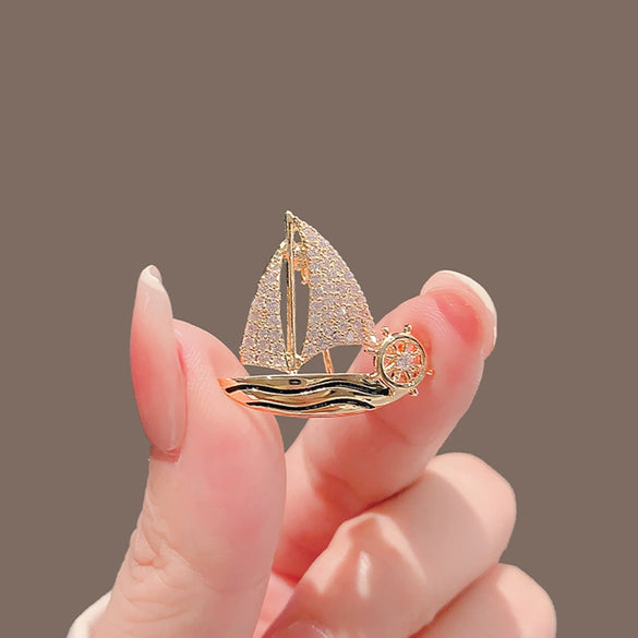 Sailing Brooch Alloy Electroplated For Men And Women