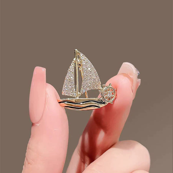 Sailing Brooch Alloy Electroplated Unisex Temperament Badge Suit Corsage Accessories