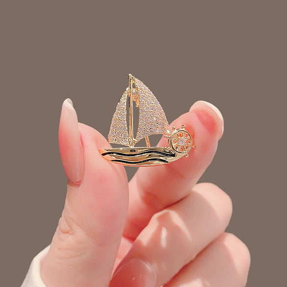 Sailing Brooch Alloy Electroplated Unisex Temperament Badge Suit Corsage Accessories
