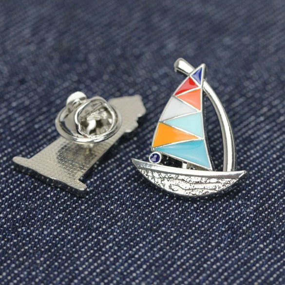 Sailing Brooch Alloy Jewelry Retro Temperament Electroplated Unisex Badge Pin For Suit Sweater Cardigan