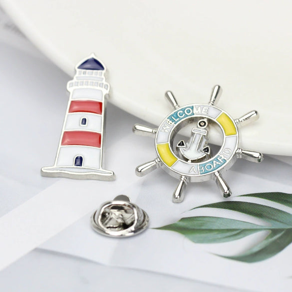Sailing Brooch Alloy Jewelry Retro Temperament Electroplated Unisex Badge Pin For Suit Sweater Cardigan