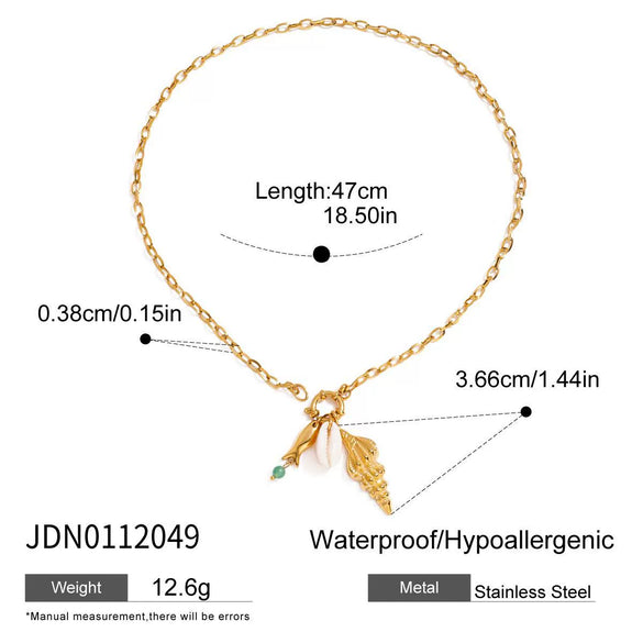 Sailor Necklace Jewelry Stainless Steel Titanium Steel Geometric Pattern Conch Hammer Pattern Small Fish Pendant Electroplating Design For Women