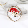 Santa Claus Cartoon Brooch Pin With Electroplated Alloy And Artificial Gemstone Accents For Unisex Christmas Accessories