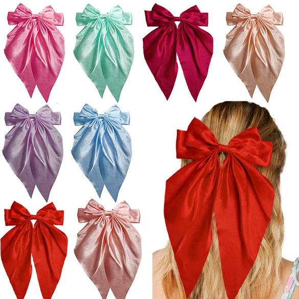Satin Bow Hairpin Handmade Hair Accessory For Women