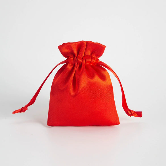 Satin Cloth Drawstring Bag For Jewelry Storage With Silk Screen Printing