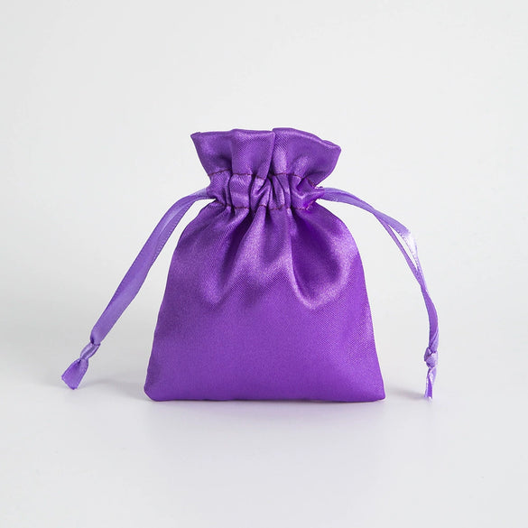 Satin Cloth Drawstring Bag For Jewelry Storage With Silk Screen Printing