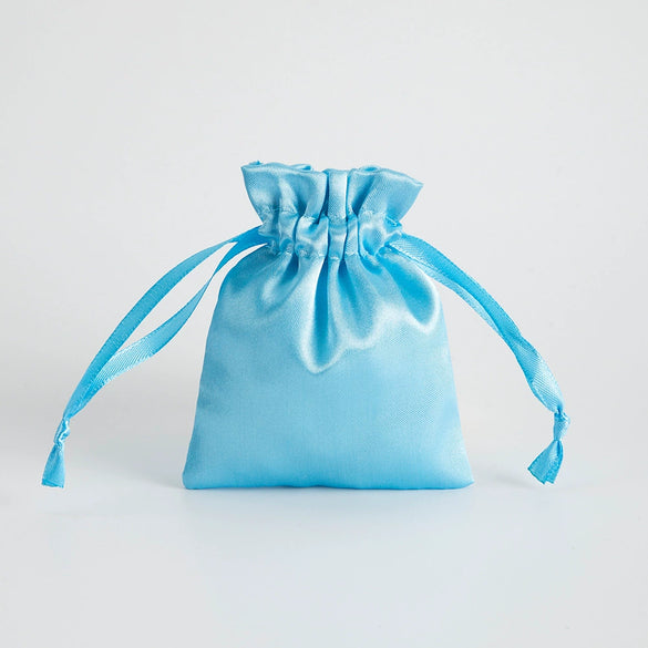 Satin Cloth Drawstring Bag For Jewelry Storage With Silk Screen Printing
