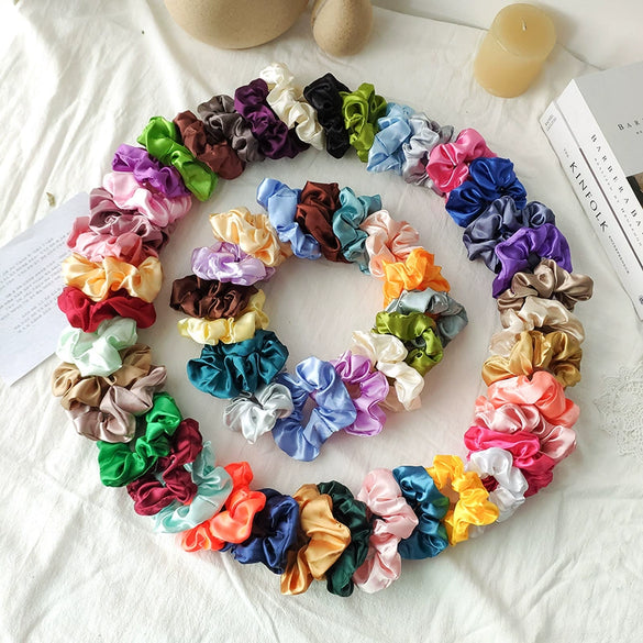 Satin Cloth Scrunchie Hair Ring Handmade High Elasticity Hair Rope Natural Style Multi Color Hair Accessory