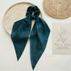 Satin Fabric Hair Ring And Square Scarf Handmade Solid Color High Elasticity
