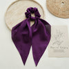 Satin Fabric Hair Ring And Square Scarf Handmade Solid Color High Elasticity