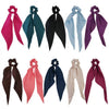 Satin Fabric Hair Ring And Square Scarf Handmade Solid Color High Elasticity