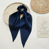 Satin Fabric Hair Ring And Square Scarf Handmade Solid Color High Elasticity