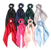 Satin Fabric Hair Ring And Square Scarf Handmade Solid Color High Elasticity