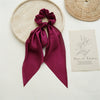 Satin Fabric Hair Ring And Square Scarf Handmade Solid Color High Elasticity