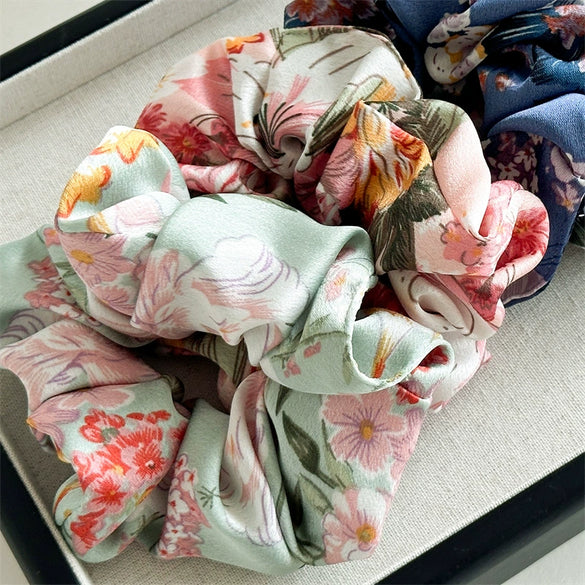 Satin Fabric Handmade Floral Women's Hair Ring With Printing And Dyeing
