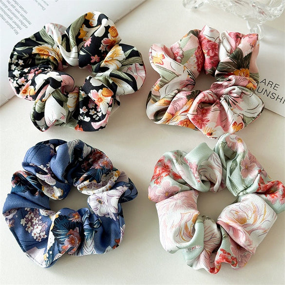 Satin Fabric Handmade Floral Women's Hair Ring With Printing And Dyeing