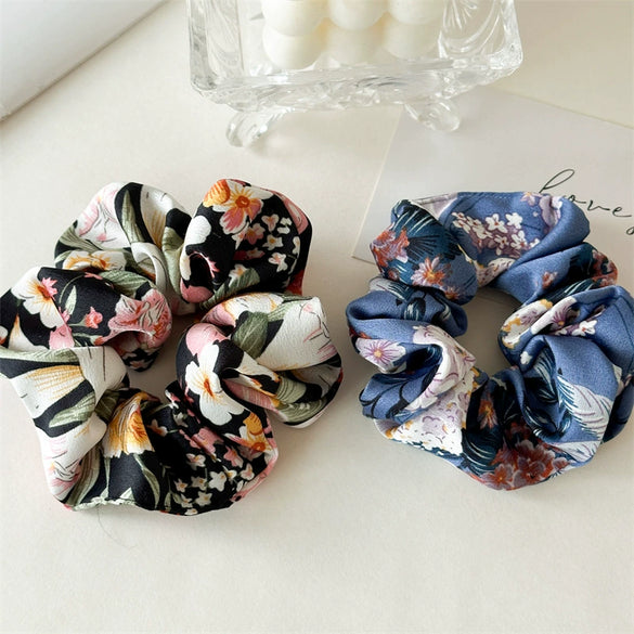 Satin Fabric Handmade Floral Women's Hair Ring With Printing And Dyeing