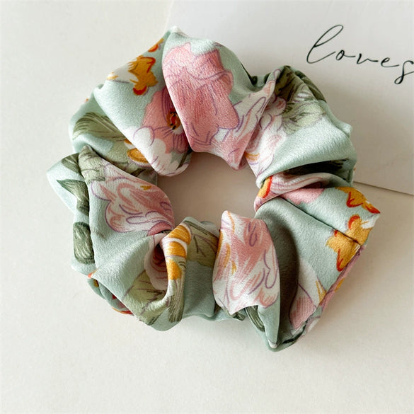 Satin Fabric Handmade Floral Women's Hair Ring With Printing And Dyeing