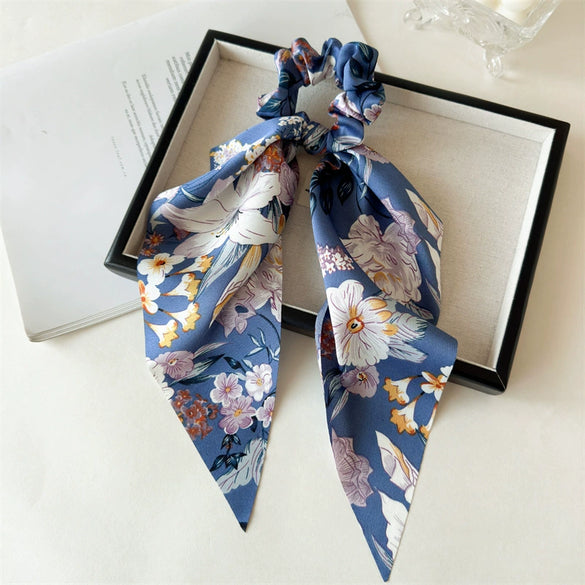 Satin Fabric Highend Plants And Flowers Printed Triangle Hair Band For Women