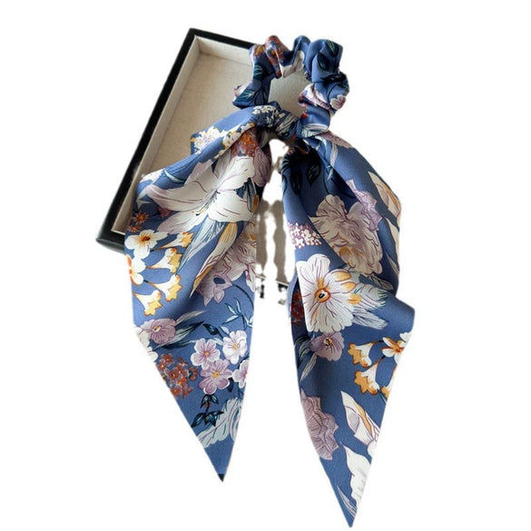 Satin Fabric Highend Plants And Flowers Printed Triangle Hair Band For Women