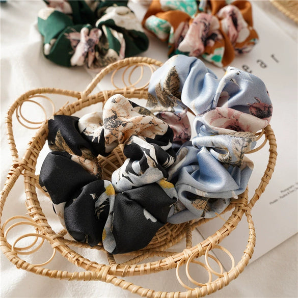 Satin Flower Large Intestine Hair Band Headdress Elastic Rubber Band Female Hair Rope Jewelry Seiko