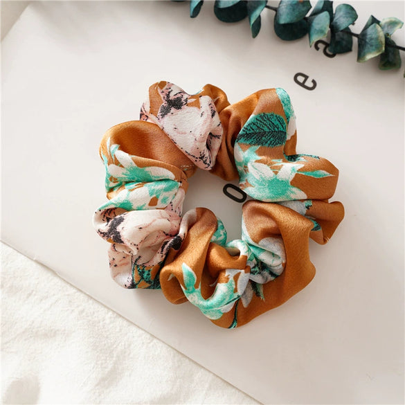 Satin Flower Large Intestine Hair Band Headdress Elastic Rubber Band Female Hair Rope Jewelry Seiko