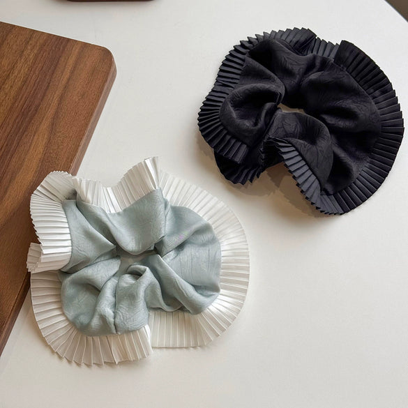 Satin Pleated Splicing Handmade Geometric Hair Tie High Elasticity Versatile Highend